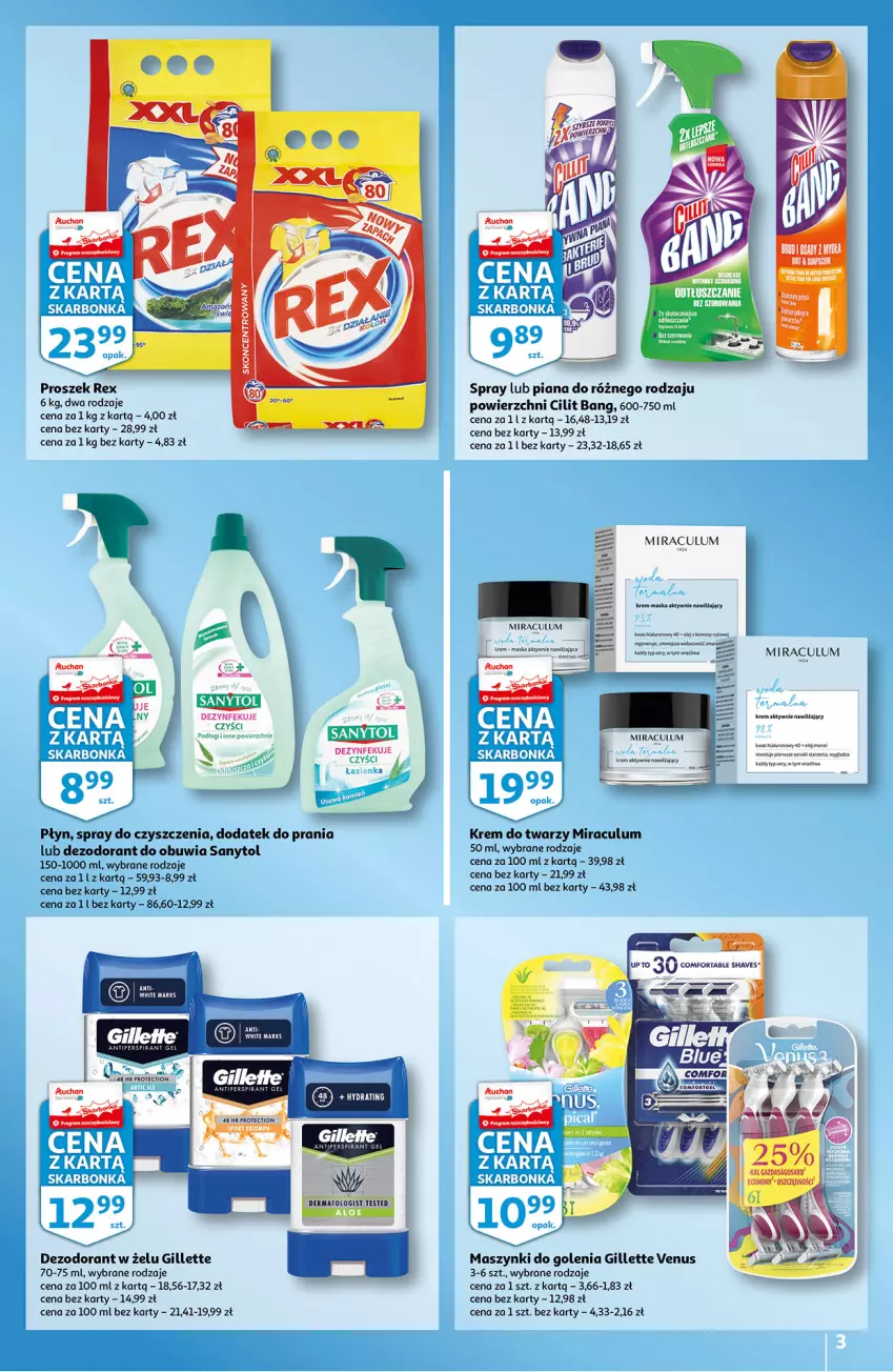 Gazetka promocyjna Auchan - Skarbonka #28 - ważna 15.07 do 21.07.2021 - strona 3 - produkty: Dezodorant, Gillette, Gillette Venus, Gra, Krem do twarzy, Maska, Olej, Ryż, Sanytol, Spray do czyszczenia, Venus