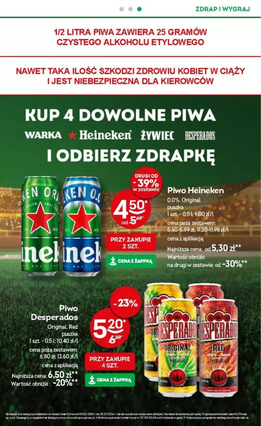 Gazetka promocyjna Żabka - ważna 05.06 do 18.06.2024 - strona 4 - produkty: Desperados, Gin, Gra, Heineken, Piec, Piwa, Piwo, Warka