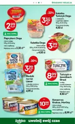 Gazetka promocyjna Żabka - Gazetka - ważna od 18.06 do 18.06.2024 - strona 43 - produkty: Sałatka, Krakus, Sos, Ser, Paprykarz, Papryka, Ananas, Dega, Sałat, Morliny, Tuńczyk, Paprykarz szczeciński, Olej, Lisner