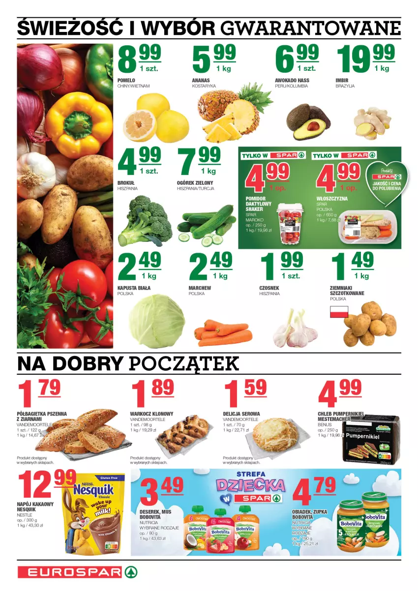 Gazetka promocyjna Spar - EuroSpar - ważna 01.12 do 11.12.2024 - strona 2 - produkty: Ananas, Bagietka, Bagietka pszenna, BoboVita, Chleb, Czosnek, Delicja serowa, Deser, Fa, Imbir, Kakao, Koc, Mus, Napój, Półbagietka, Pomelo, Ser, Serek, Ziemniaki