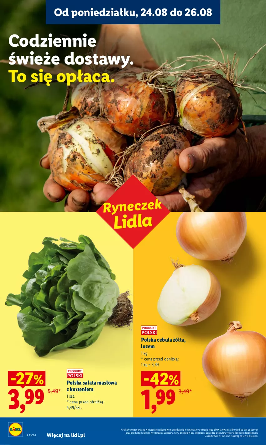 Gazetka promocyjna Lidl - Gazetka ważna od 24.08 do 26.08 - ważna 24.08 do 26.08.2026 - strona 38 - produkty: Cebula, Masło, Sałat, Sałata masłowa