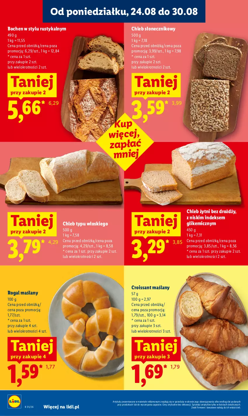 Gazetka promocyjna Lidl - Gazetka ważna od 24.08 do 26.08 - ważna 24.08 do 26.08.2026 - strona 44 - produkty: Chleb, Chleb typu włoskiego, Croissant, Rogal, Rust