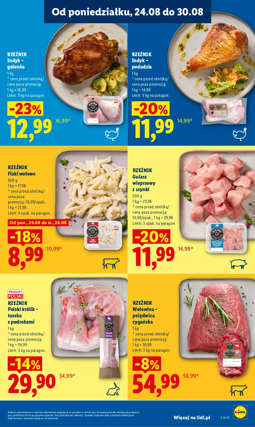 Gazetka promocyjna Lidl - Gazetka ważna od 24.08 do 26.08 - ważna 24.08 do 26.08.2026 - strona 47 - produkty: Flaki, Flaki wołowe, Królik, Polędwica, Tusz, Wołowina