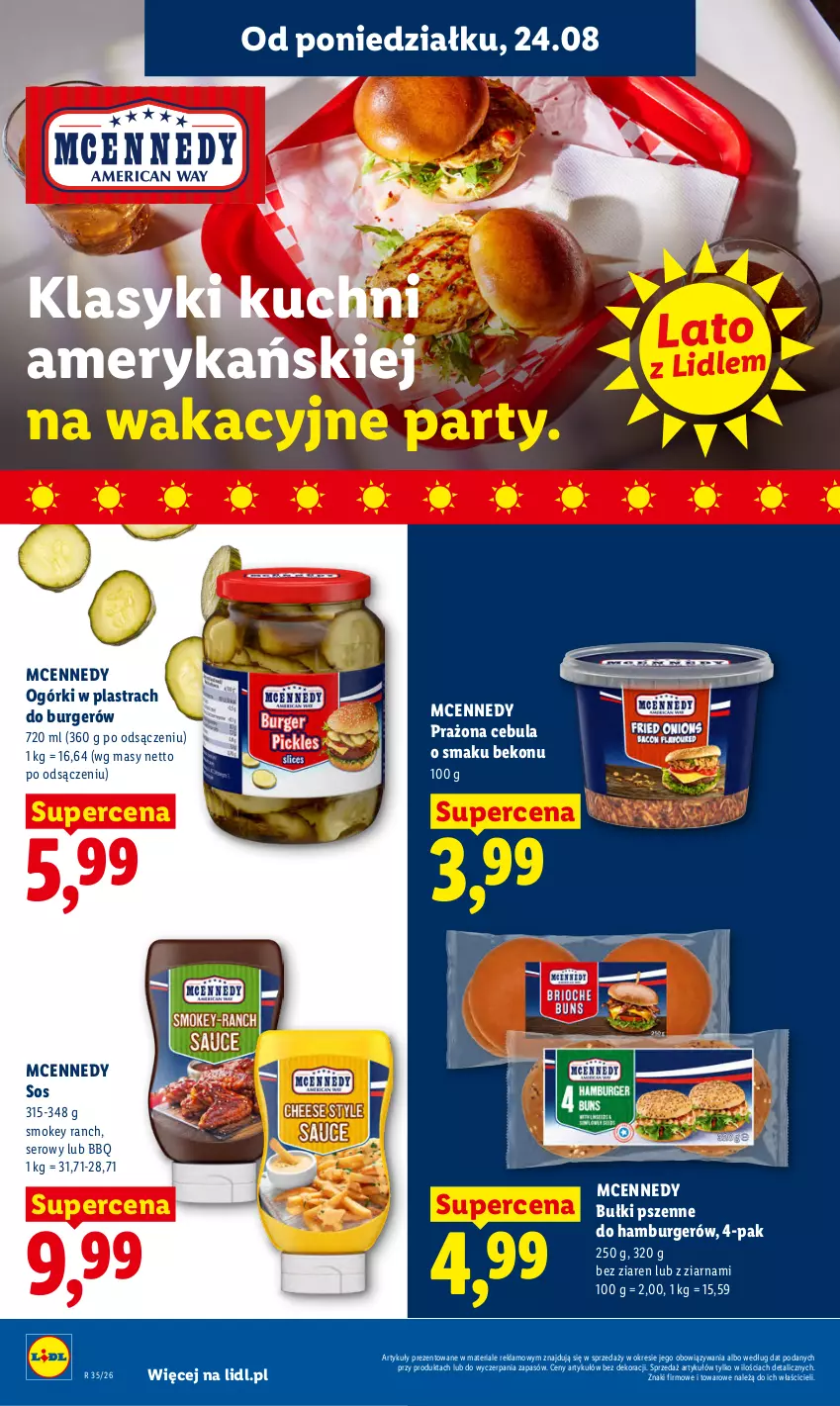Gazetka promocyjna Lidl - Gazetka ważna od 24.08 do 26.08 - ważna 24.08 do 26.08.2026 - strona 56 - produkty: Beko, Burger, Cebula, Hamburger, Ser, Sos