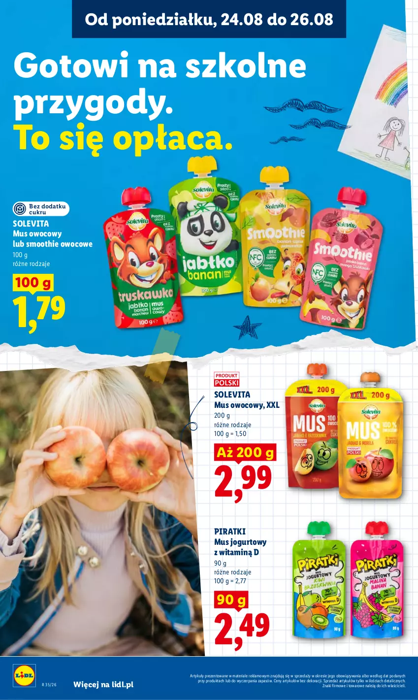 Gazetka promocyjna Lidl - Gazetka ważna od 24.08 do 26.08 - ważna 24.08 do 26.08.2026 - strona 68 - produkty: Jogurt, Mus, Smoothie