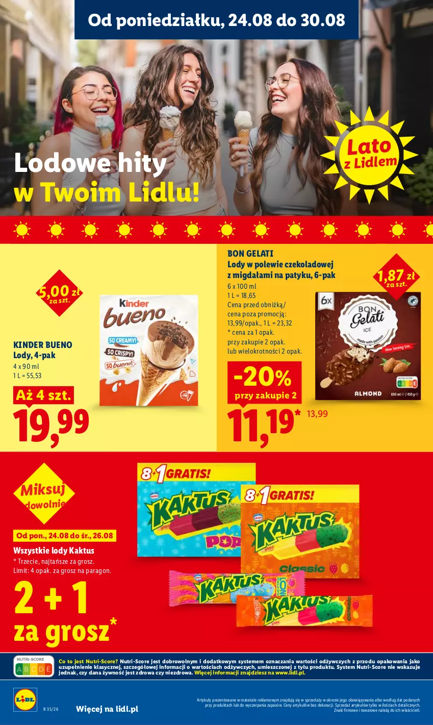 Gazetka promocyjna Lidl - Gazetka ważna od 24.08 do 26.08 - ważna 24.08 do 26.08.2026 - strona 70 - produkty: Kaktus, Kinder, Kinder Bueno, Lody