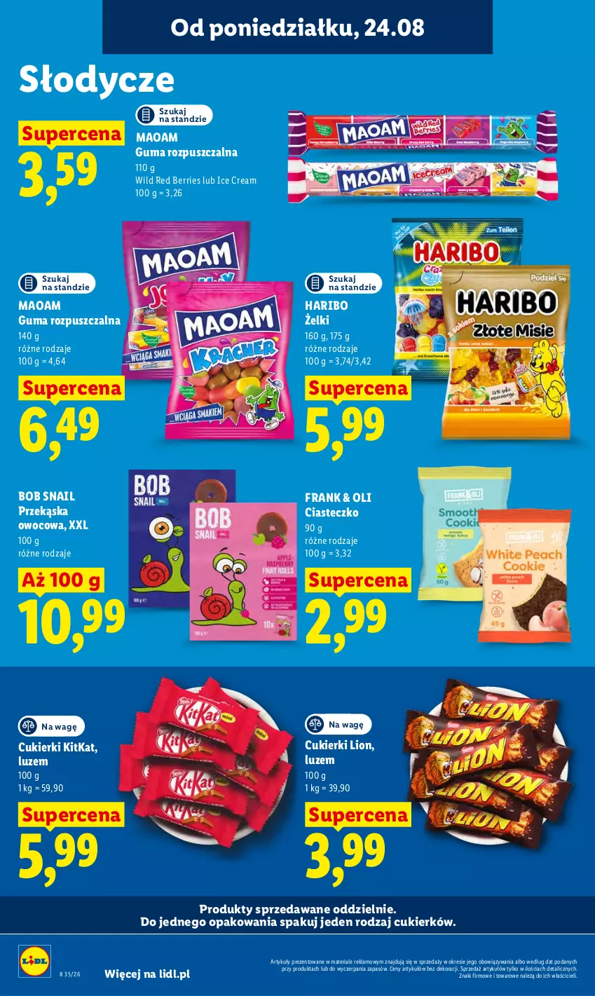 Gazetka promocyjna Lidl - Gazetka ważna od 24.08 do 26.08 - ważna 24.08 do 26.08.2026 - strona 84 - produkty: Cukier, Cukierki, Guma rozpuszczalna, Haribo, Lion