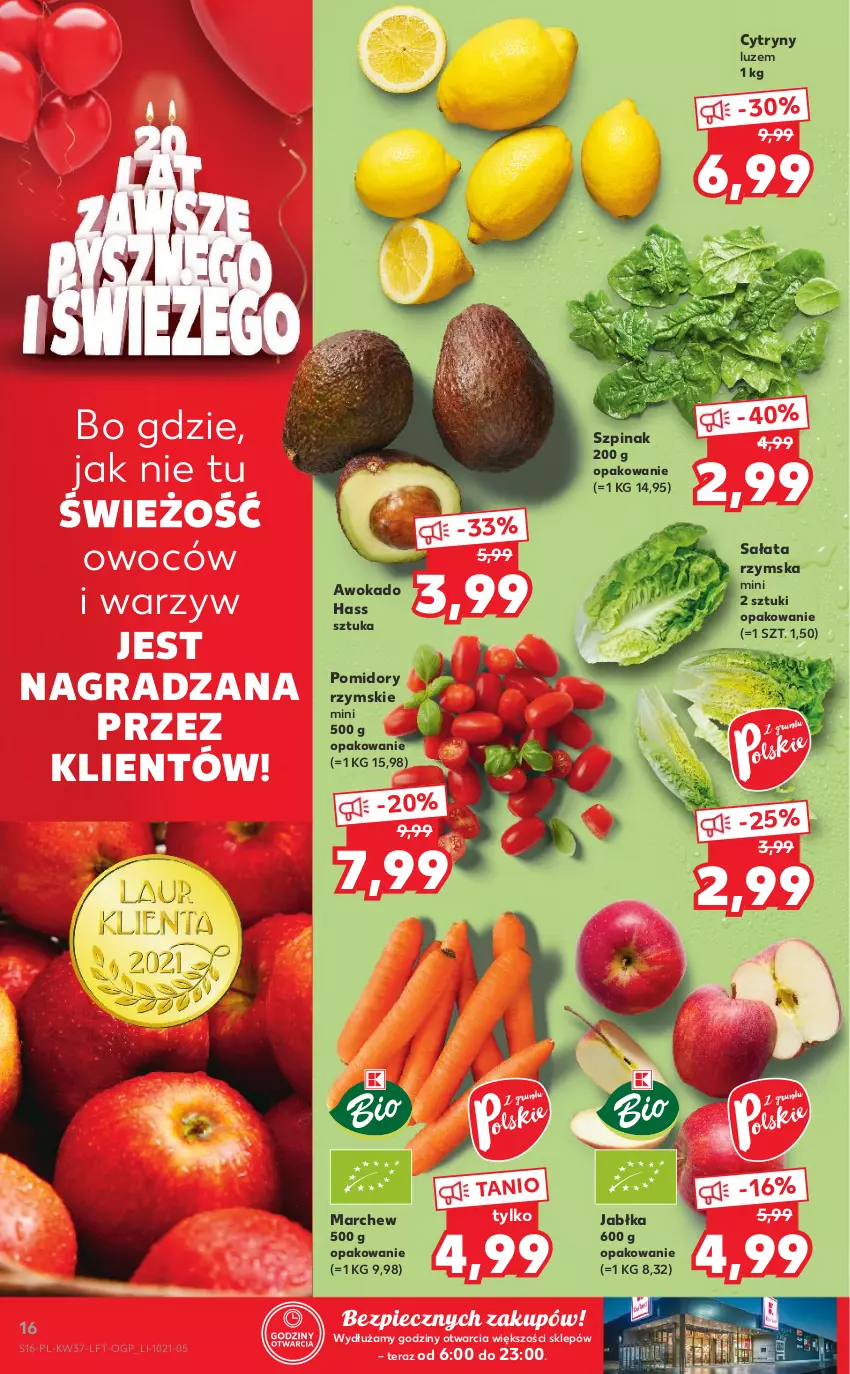 Gazetka promocyjna Kaufland - OFERTA TYGODNIA - ważna 16.09 do 22.09.2021 - strona 16 - produkty: Cytryny, Gra, Jabłka, Piec, Pomidory, Sałat, Szpinak, Tera