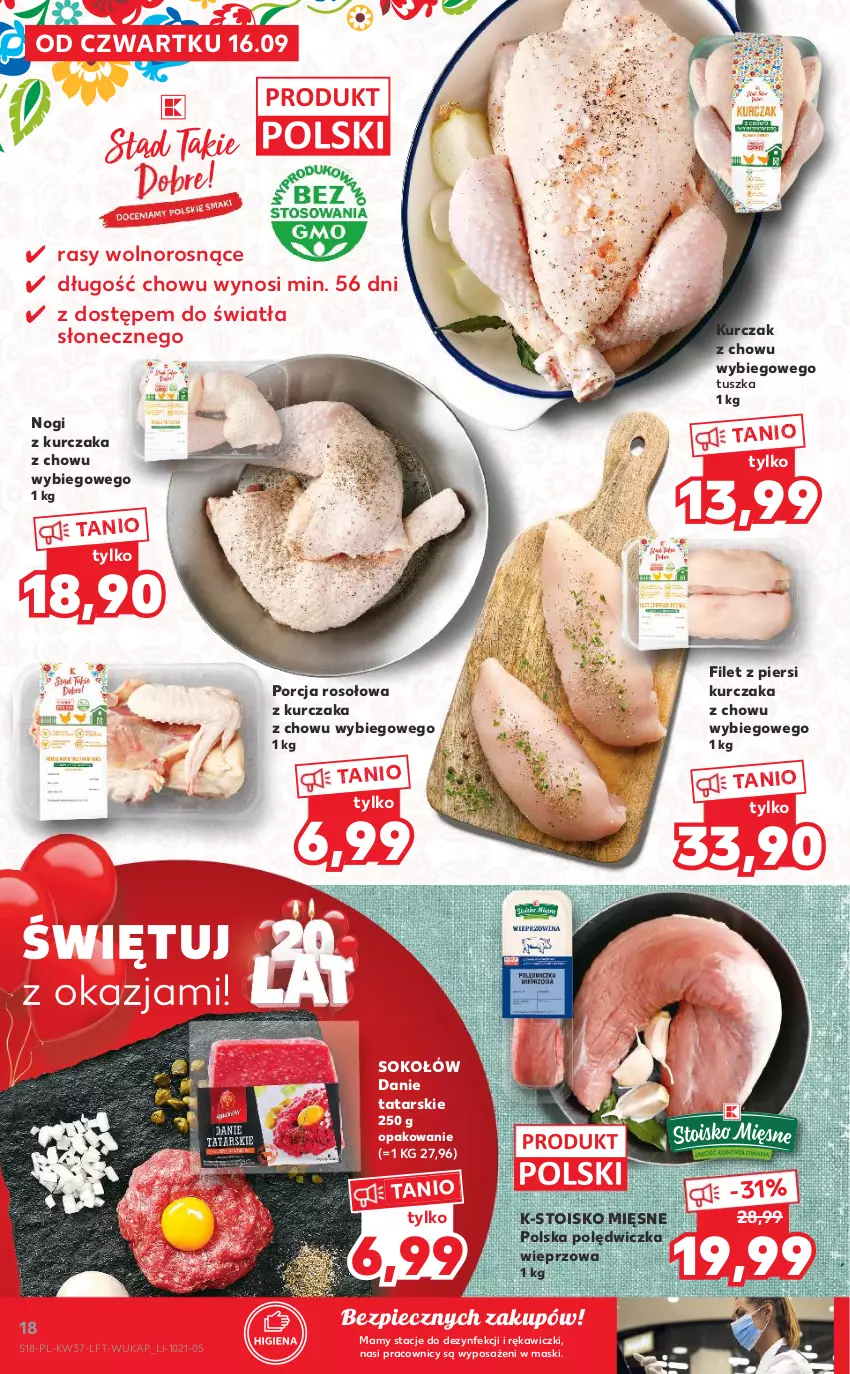 Gazetka promocyjna Kaufland - OFERTA TYGODNIA - ważna 16.09 do 22.09.2021 - strona 18 - produkty: Filet z piersi kurczaka, Kurczak, Piec, Polędwiczka wieprzowa, Por, Sok, Sokołów, Tusz