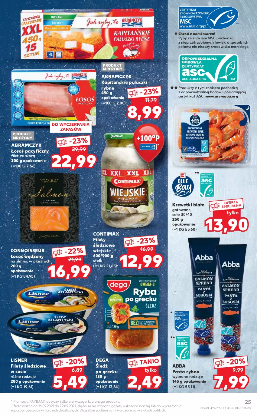 Gazetka promocyjna Kaufland - OFERTA TYGODNIA - ważna 16.09 do 22.09.2021 - strona 25 - produkty: Dega, Krewetki, Lisner, Paluszki rybne, Sos