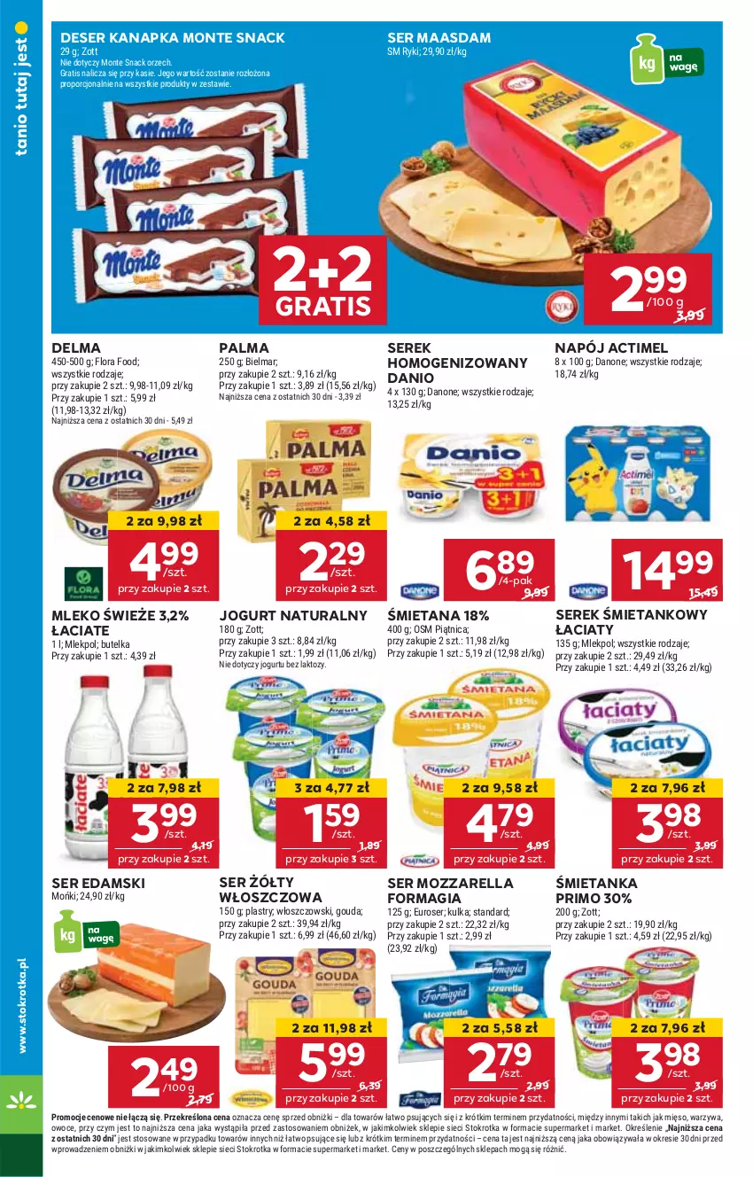 Gazetka promocyjna Stokrotka - Supermarket Opole/Radom - ważna 20.02 do 26.02.2025 - strona 14 - produkty: Actimel, Danio, Delma, Deser, Edam, Gra, HP, Jogurt, Jogurt naturalny, Maasdam, Mleko, Monte, Mozzarella, Napój, Palma, Ser, Serek, Serek homogenizowany