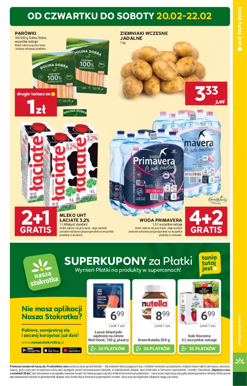 Gazetka promocyjna Stokrotka - Supermarket Opole/Radom - ważna 20.02 do 26.02.2025 - strona 3 - produkty: Gra, HP, Mleko, Parówki, Prima, Primavera, Woda, Ziemniaki