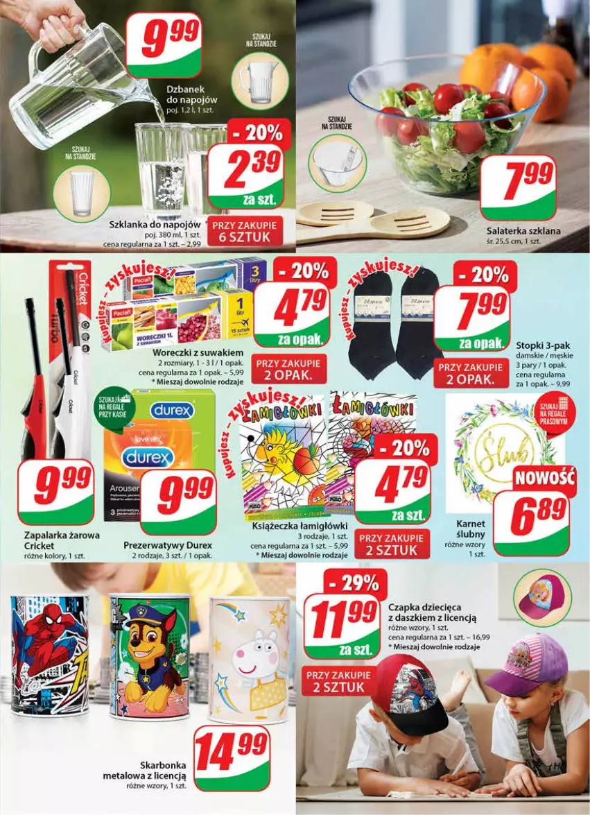 Gazetka promocyjna Dino - Gazetka - ważna 08.06 do 14.06.2022 - strona 21 - produkty: Czapka, Durex, Dzieci, LANA, Prezerwatyw, Salaterka, Szklanka, Top, Zapalarka