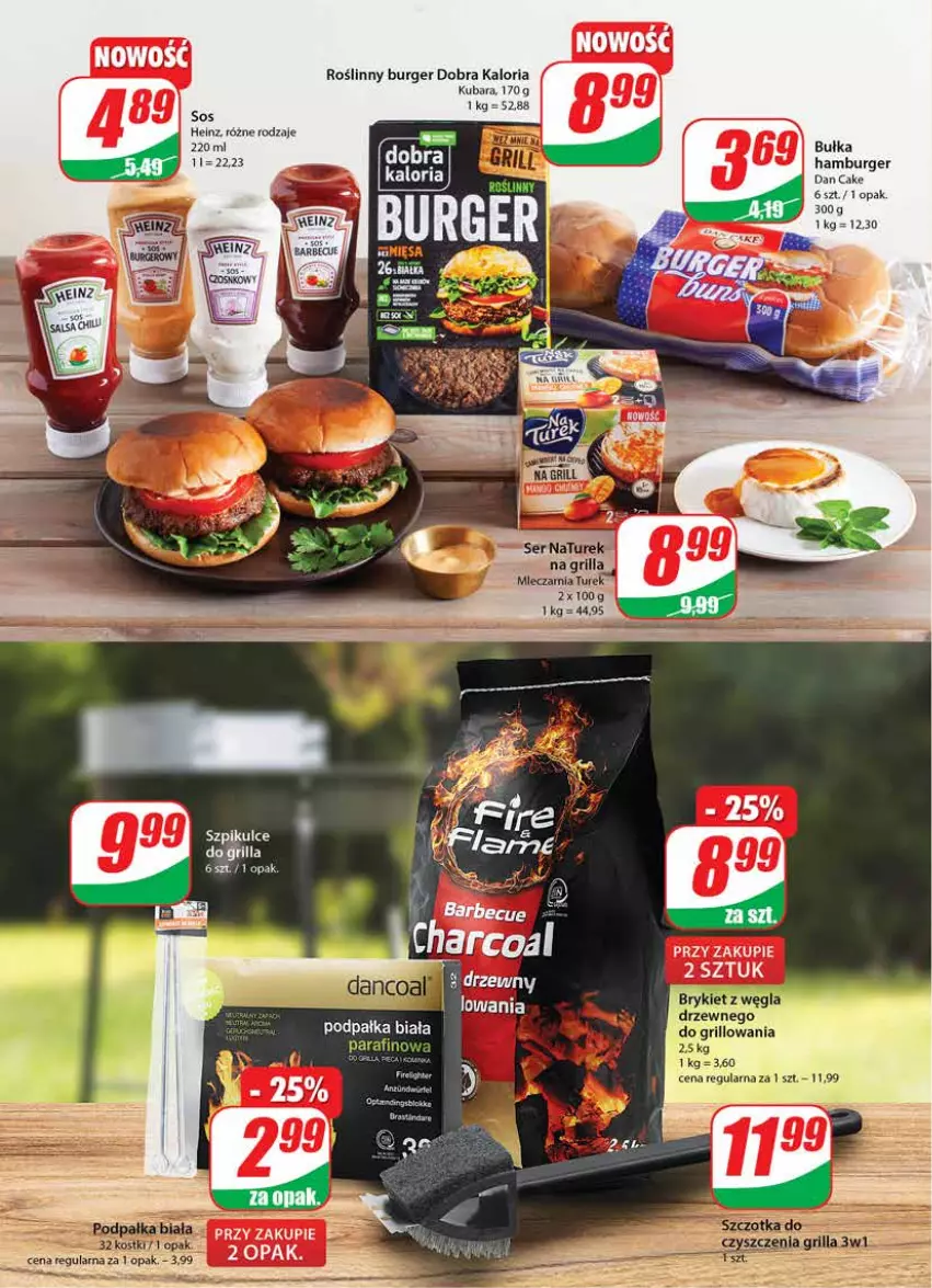 Gazetka promocyjna Dino - Gazetka - ważna 08.06 do 14.06.2022 - strona 8 - produkty: Bułka, Bułka hamburger, Burger, Dan Cake, Grill, Hamburger, Heinz, Roślinny burger, Sos