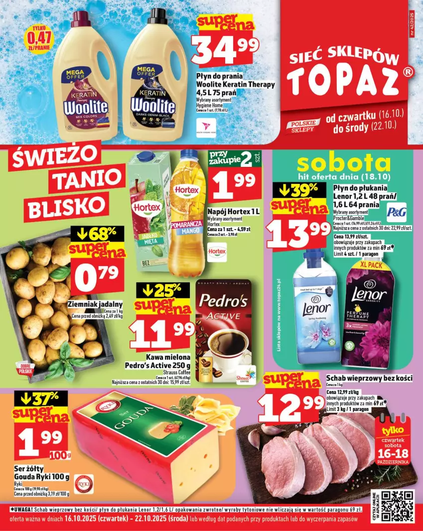Gazetka promocyjna Topaz - Gazetka - ważna 16.10 do 22.10.2025 - strona 1 - produkty: Gouda, Kawa, Kawa mielona, Ser, Top