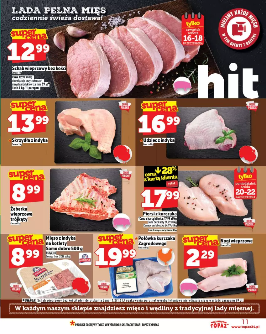 Gazetka promocyjna Topaz - Gazetka - ważna 16.10 do 22.10.2025 - strona 11 - produkty: Kotlet, Kurczak, Mięso, Mięso z indyka, Top, Udziec z indyka