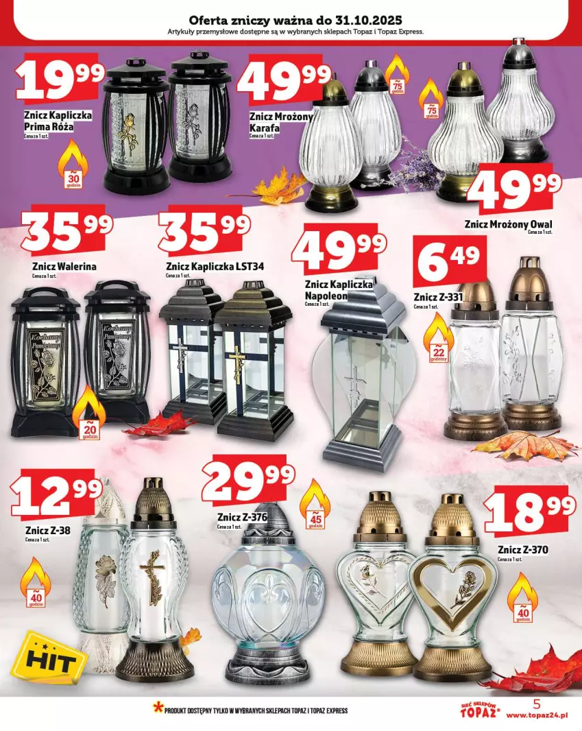 Gazetka promocyjna Topaz - Gazetka - ważna 16.10 do 22.10.2025 - strona 5 - produkty: Leon, Oleo, Prima, Róża, Top, Znicz
