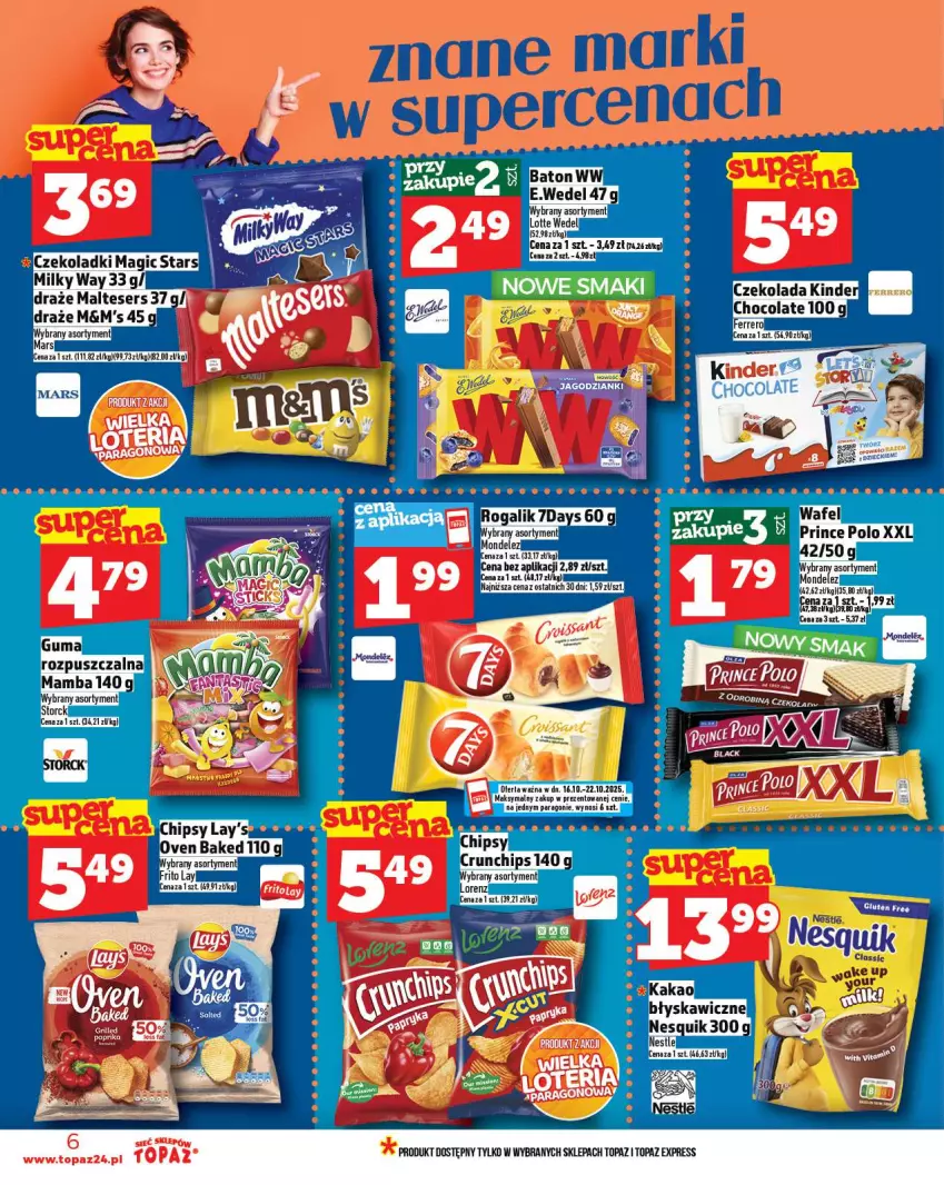 Gazetka promocyjna Topaz - Gazetka - ważna 16.10 do 22.10.2025 - strona 6 - produkty: Czekolada, Kinder, Top