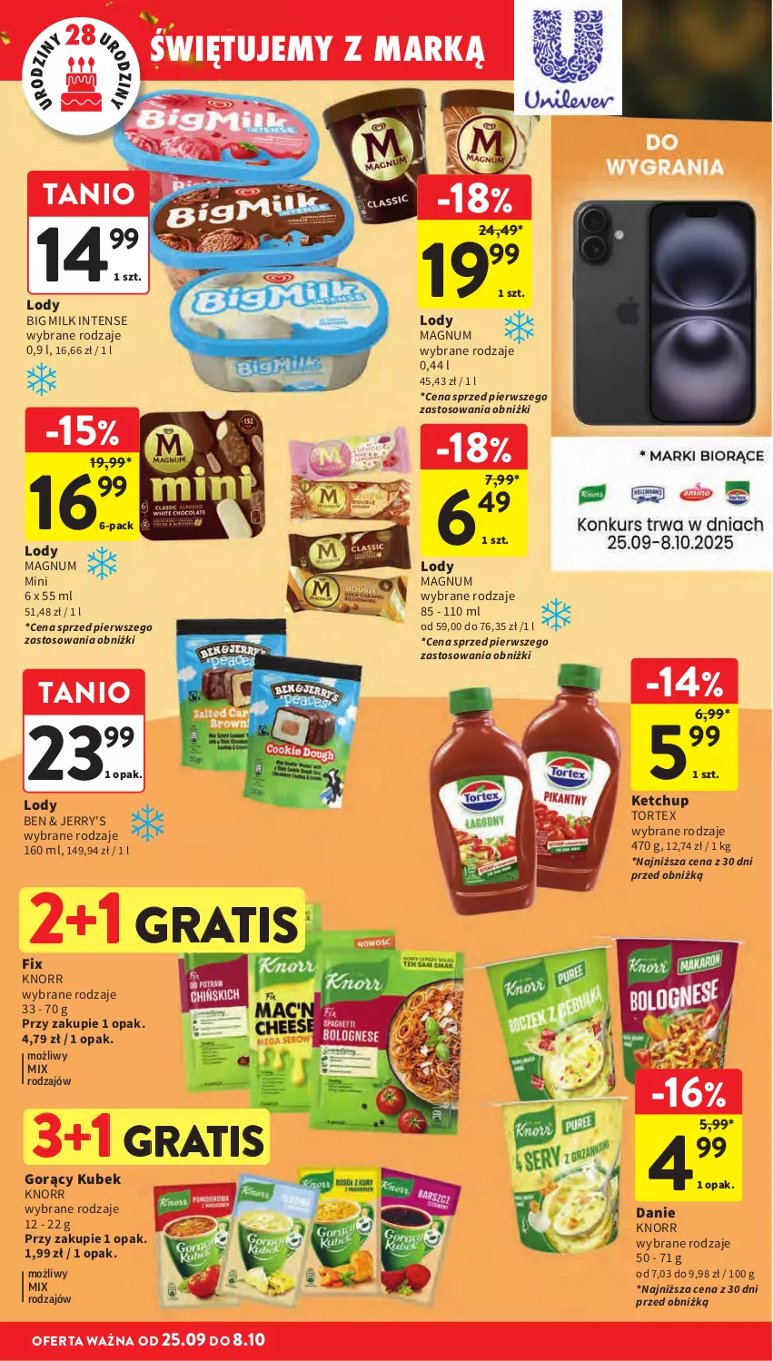 Gazetka promocyjna Intermarche - Gazetka promocyjna - ważna 25.09 do 01.10.2025 - strona 10 - produkty: Big Milk, Gra, Knorr, Lody