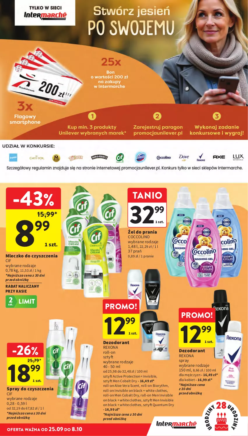 Gazetka promocyjna Intermarche - Gazetka promocyjna - ważna 25.09 do 01.10.2025 - strona 11 - produkty: Aloe vera, Cif, Coccolino, Dezodorant, Lack, Rexona, Spray do czyszczenia