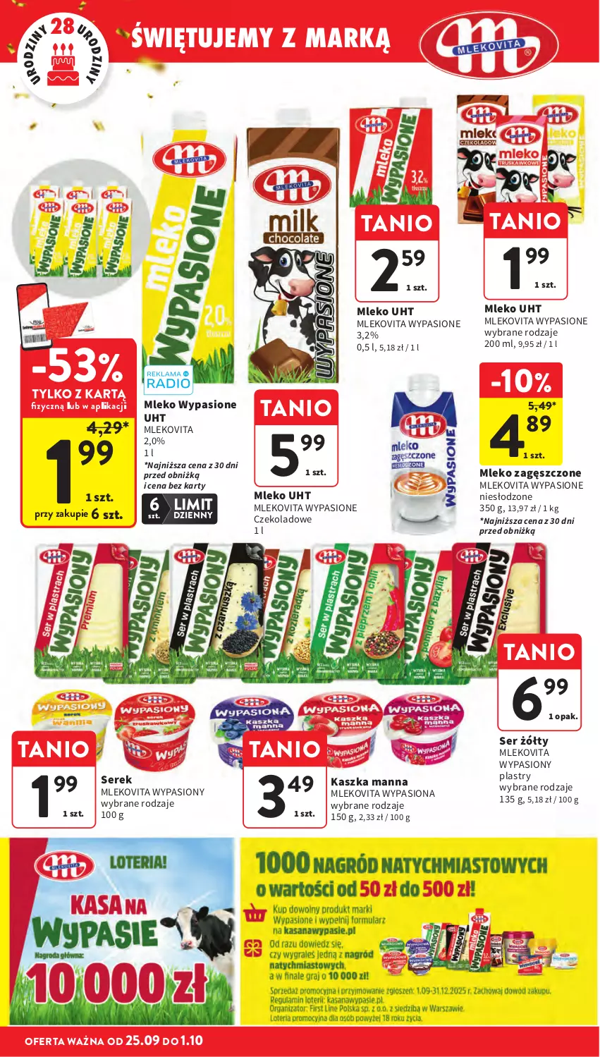 Gazetka promocyjna Intermarche - Gazetka promocyjna - ważna 25.09 do 01.10.2025 - strona 12 - produkty: Mleko, Mlekovita, Ser, Serek