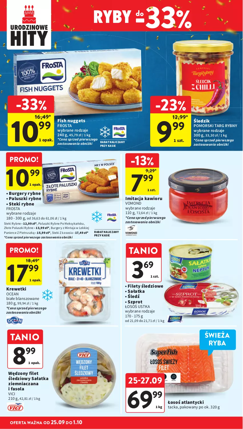Gazetka promocyjna Intermarche - Gazetka promocyjna - ważna 25.09 do 01.10.2025 - strona 24 - produkty: Burger, Frosta, Kawior, Mintaj, Paluszki rybne, Ryba, Sos, Stek