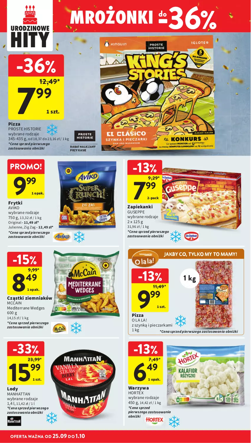 Gazetka promocyjna Intermarche - Gazetka promocyjna - ważna 25.09 do 01.10.2025 - strona 26 - produkty: Gin, Hortex, Lody, McCain, Piec, Pieczarka, Pizza