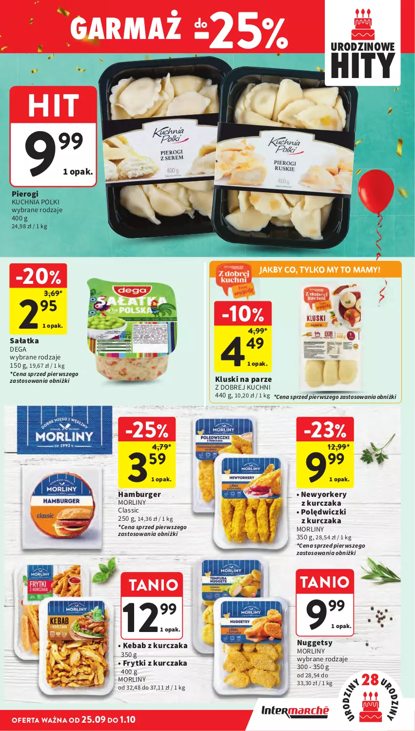 Gazetka promocyjna Intermarche - Gazetka promocyjna - ważna 25.09 do 01.10.2025 - strona 27 - produkty: Burger, Dega, Hamburger, Kebab, Kebab z kurczaka, Kluski na parze, Kuchnia, Kurczak, Morliny, Pierogi, Polędwiczki z kurczaka