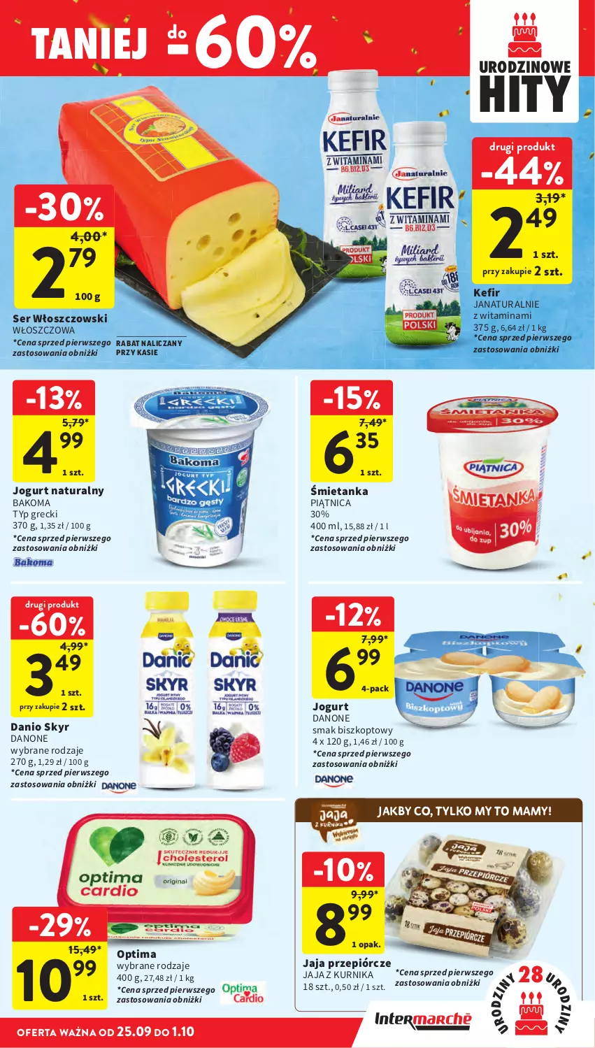 Gazetka promocyjna Intermarche - Gazetka promocyjna - ważna 25.09 do 01.10.2025 - strona 29 - produkty: Bakoma, Danone, Jaja, Piątnica, Włoszczowski