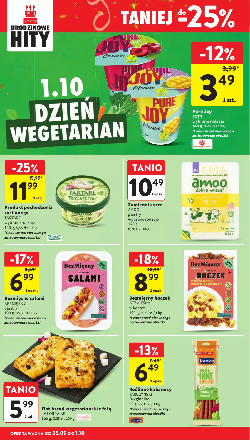 Gazetka promocyjna Intermarche - Gazetka promocyjna - ważna 25.09 do 01.10.2025 - strona 30 - produkty: Boczek, Gin, Kabanos, Pur, Ser, Tarczyński, Tarta, Tartare, Zott