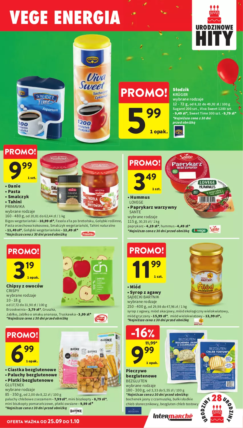 Gazetka promocyjna Intermarche - Gazetka promocyjna - ważna 25.09 do 01.10.2025 - strona 31 - produkty: Ananas, Bigos, Biszkopty, Chipsy, Chleb, Chleb tostowy, Ciastka, Fa, Fasola, Gry, Hummus, Kokos, Miód, Mus, Papryka, Paprykarz, Piec, Pieczywo, Płatki owsiane, Prima, Primavika, Sante, Sezam, Syrop, Tenex