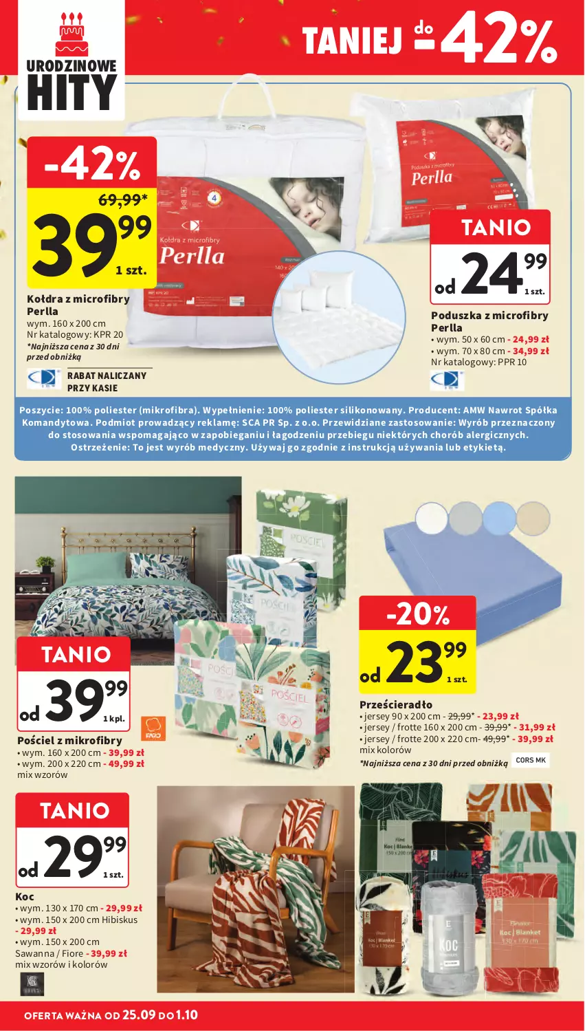 Gazetka promocyjna Intermarche - Gazetka promocyjna - ważna 25.09 do 01.10.2025 - strona 44 - produkty: Hibiskus, Koc, Poduszka, Półka, Wanna