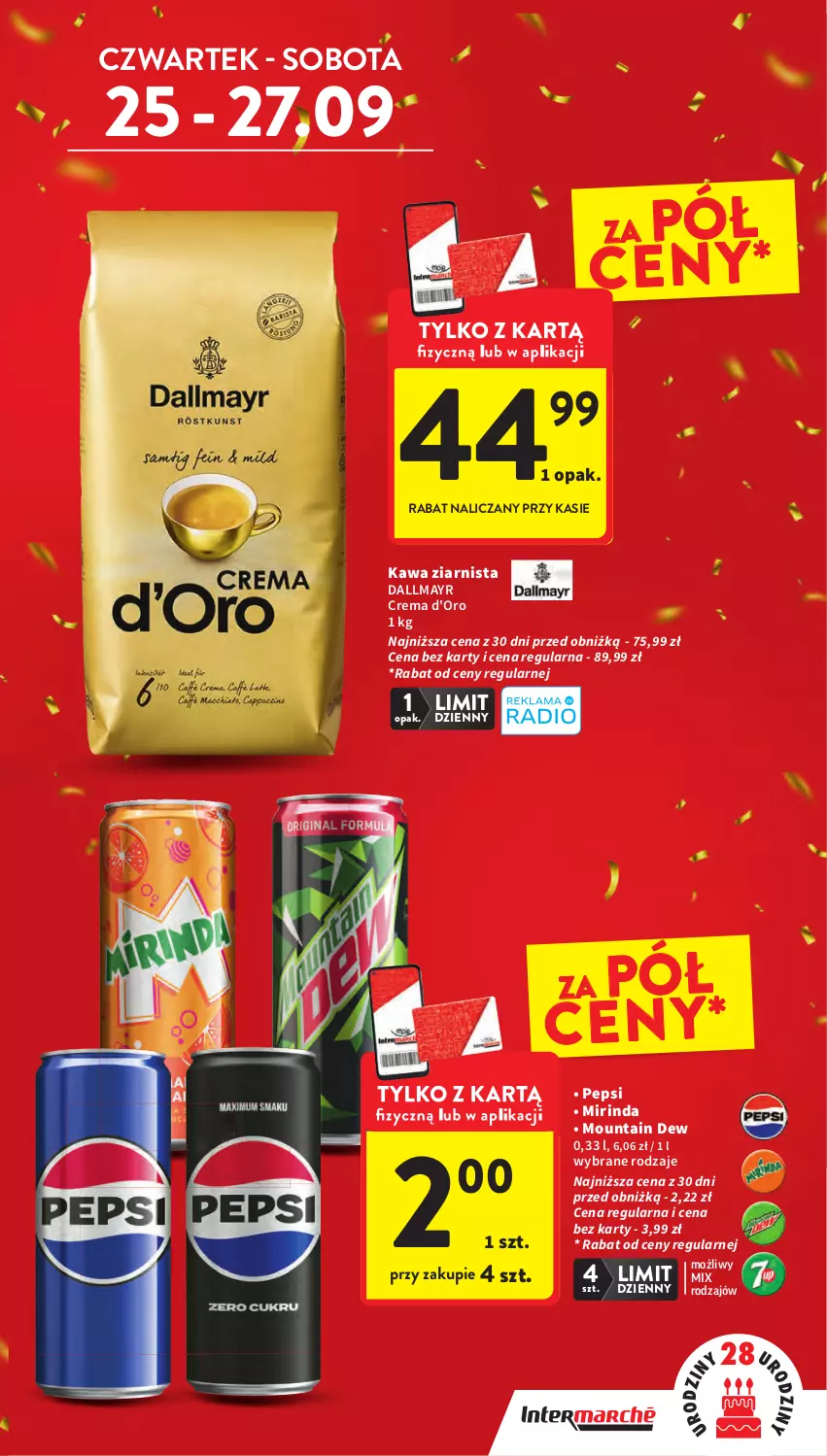Gazetka promocyjna Intermarche - Gazetka promocyjna - ważna 25.09 do 01.10.2025 - strona 5 - produkty: Dallmayr, Kawa, Kawa ziarnista, Mirinda, Pepsi