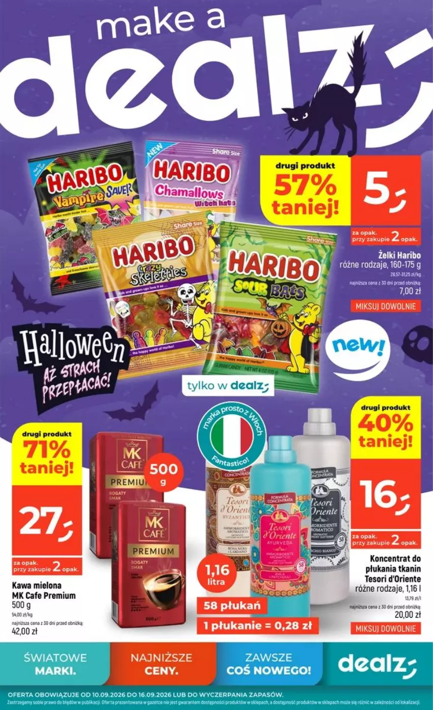 Gazetka promocyjna Dealz - NOWA GAZETKA - ważna 10.09 do 16.09.2026 - strona 1 - produkty: Fa, Gin, Haribo, Kawa, Kawa mielona, LG