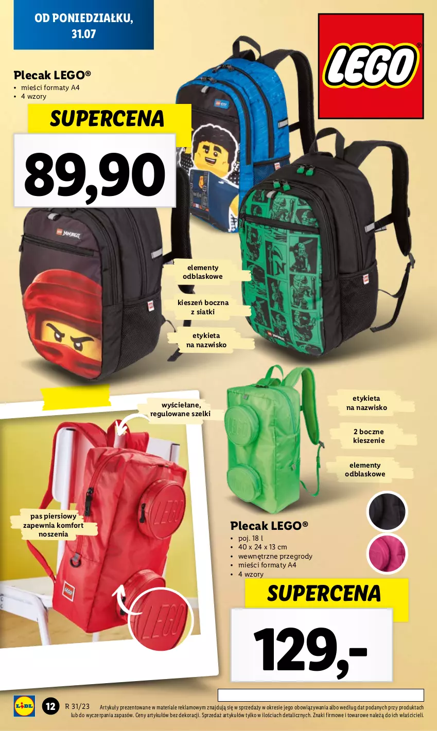 Gazetka promocyjna Lidl - GAZETKA - ważna 31.07 do 05.08.2023 - strona 12 - produkty: LEGO, Plecak