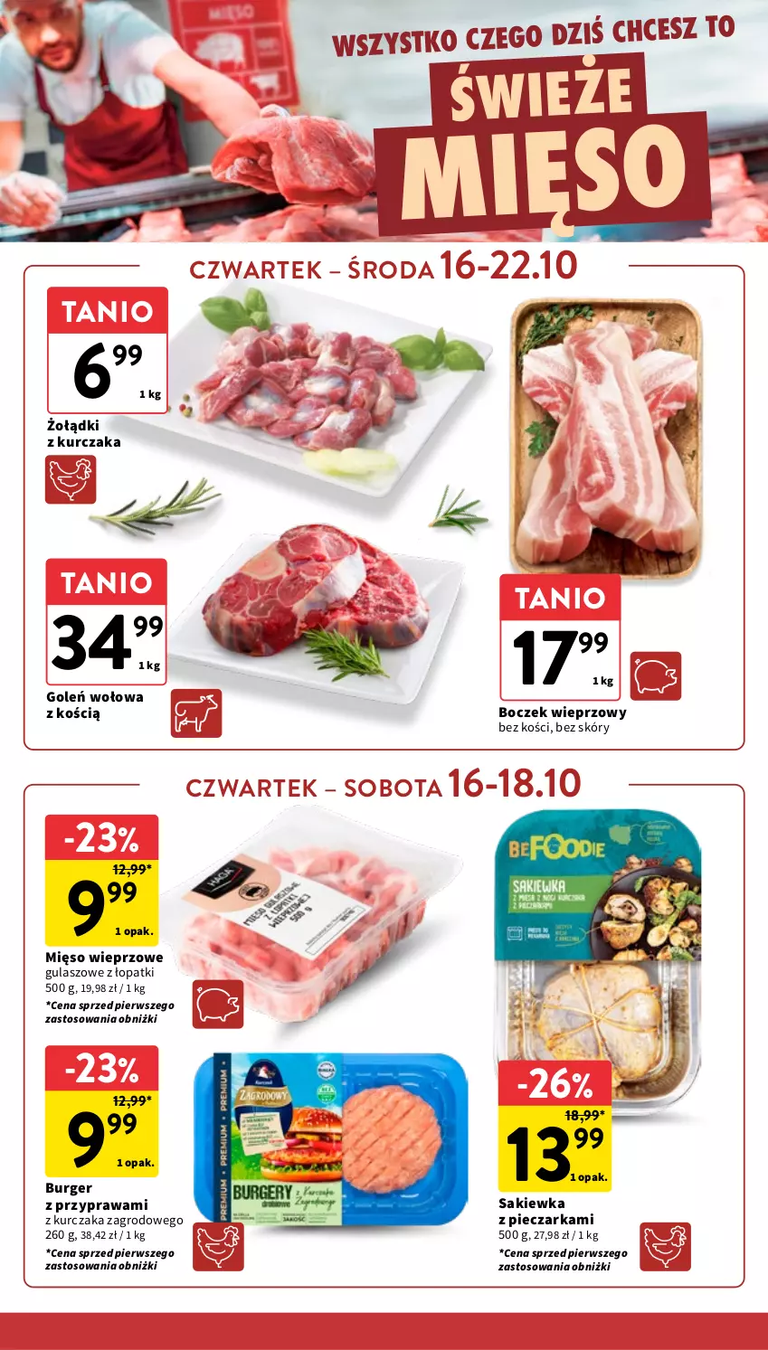 Gazetka promocyjna Intermarche - Gazetka promocyjna - ważna 16.10 do 22.10.2025 - strona 14 - produkty: Boczek, Boczek wieprzowy, Burger, Kurczak, Mięso, Mięso wieprzowe, Piec, Pieczarka