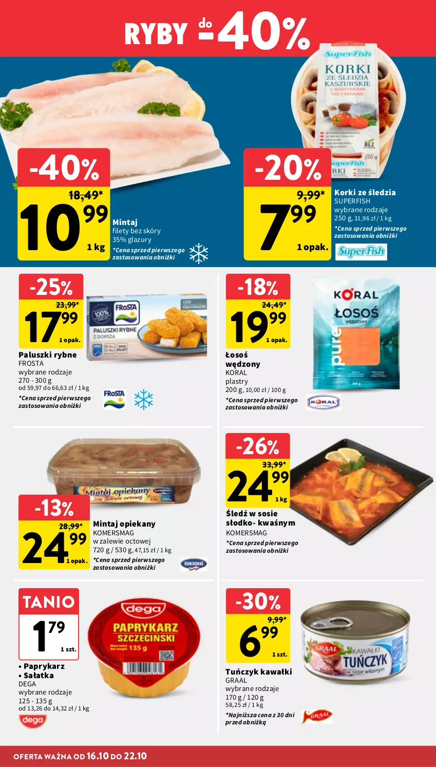 Gazetka promocyjna Intermarche - Gazetka promocyjna - ważna 16.10 do 22.10.2025 - strona 18 - produkty: Dega, Frosta, Gra, Graal, Kawa, Lazur, Mintaj, Paluszki rybne, Papryka, Paprykarz, Sałat, Sałatka, Sos, Tuńczyk
