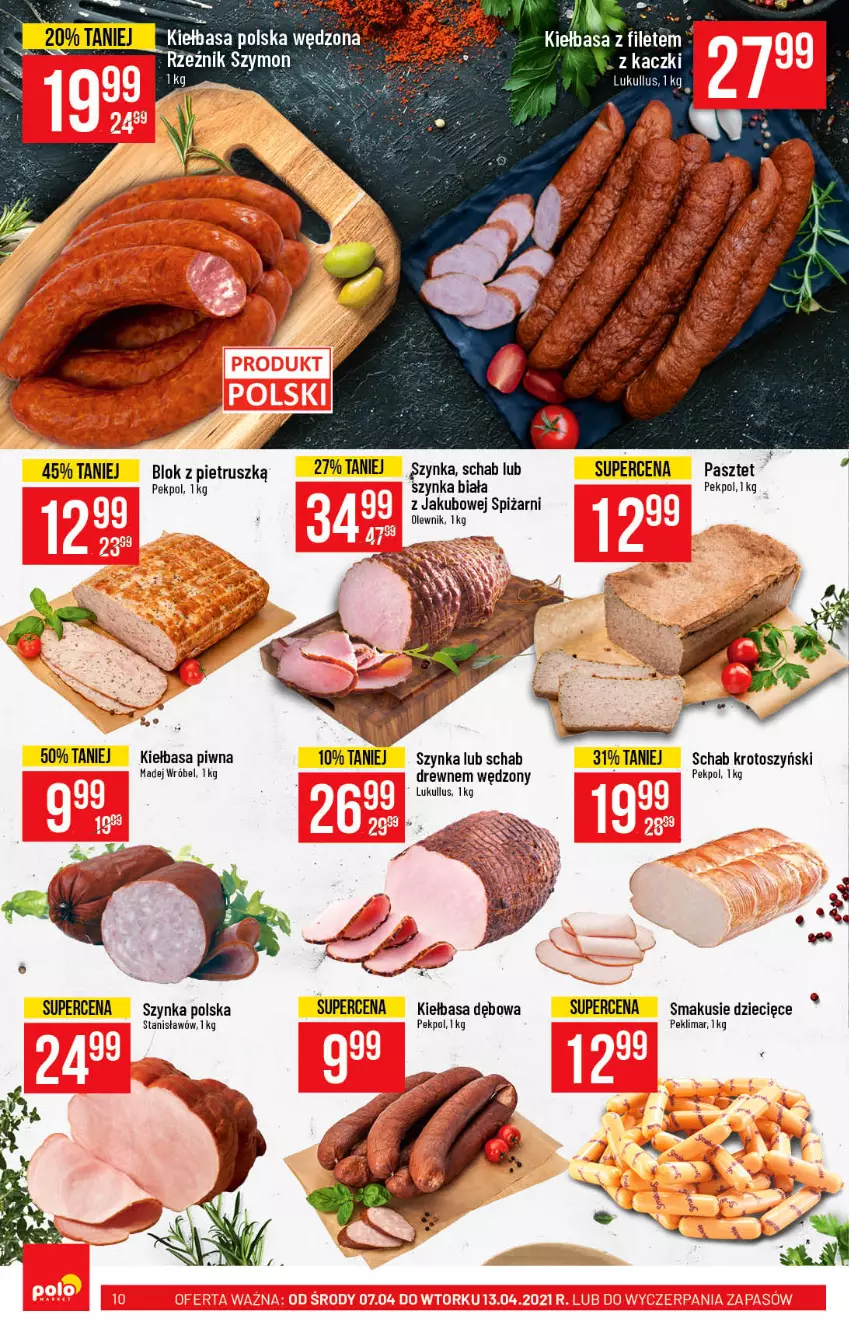 Gazetka promocyjna PoloMarket - Gazetka promocyjna  r - ważna 07.04 do 13.04.2021 - strona 10 - produkty: Dzieci, Fa, Kiełbasa, Kiełbasa piwna, Madej Wróbel, Olewnik, Pasztet, Pekpol, Schab krotoszyński, Szynka, Szynka biała