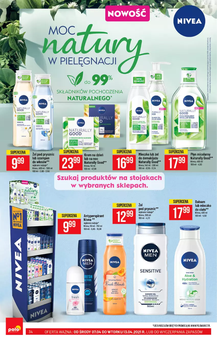 Gazetka promocyjna PoloMarket - Gazetka promocyjna  r - ważna 07.04 do 13.04.2021 - strona 34 - produkty: Antyperspirant, Makijaż, Mango, Mleczko, Nivea, Płyn micelarny, Stojak, Szampon