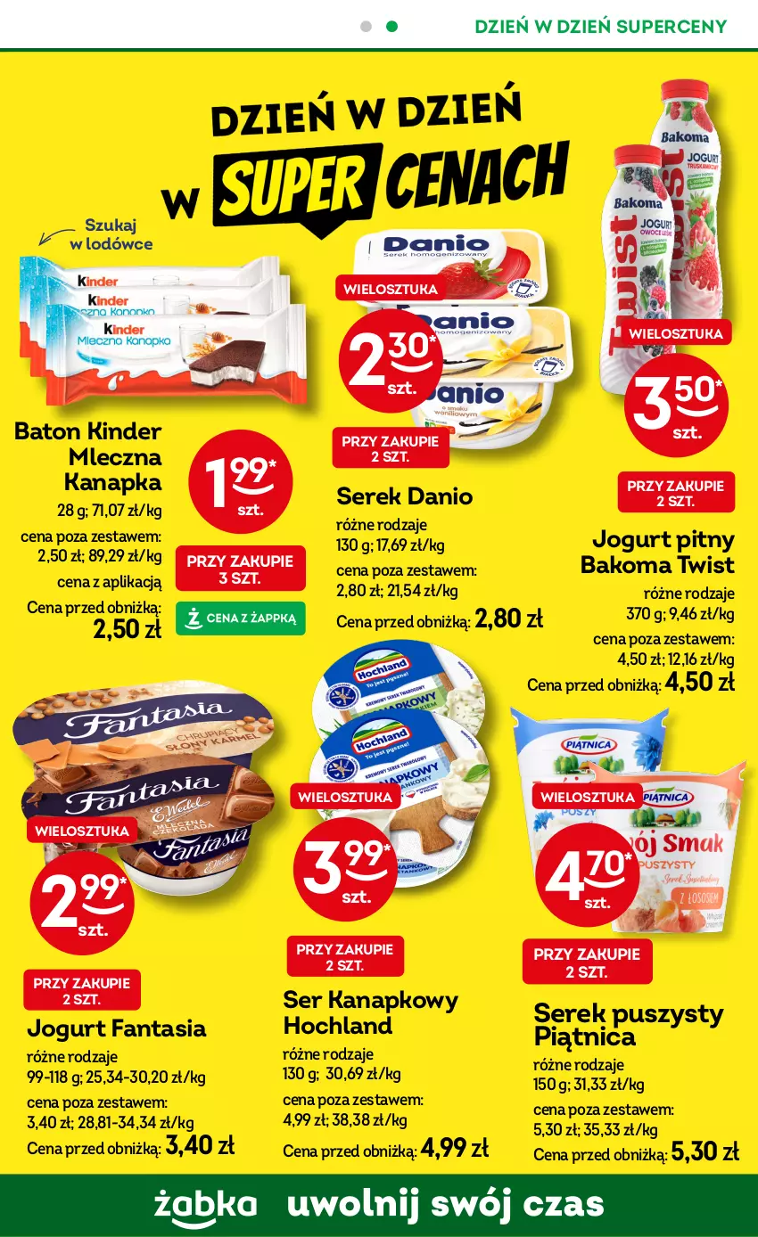 Gazetka promocyjna Żabka - ważna 15.01 do 28.01.2025 - strona 39 - produkty: Bakoma, Baton, Danio, Fa, Fanta, Hochland, Jogurt, Jogurt pitny, Kinder, Mleczna kanapka, Piątnica, Ser, Serek, Serek puszysty