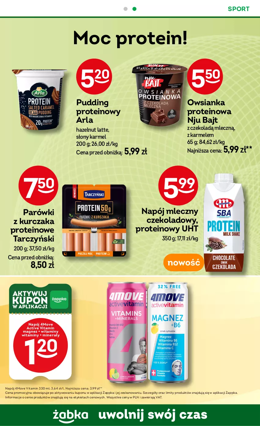 Gazetka promocyjna Żabka - ważna 15.01 do 28.01.2025 - strona 49 - produkty: Kurczak, Magnez, Napój, Napój mleczny, Owsianka, Parówki, Por, Pudding, Sport, Tarczyński