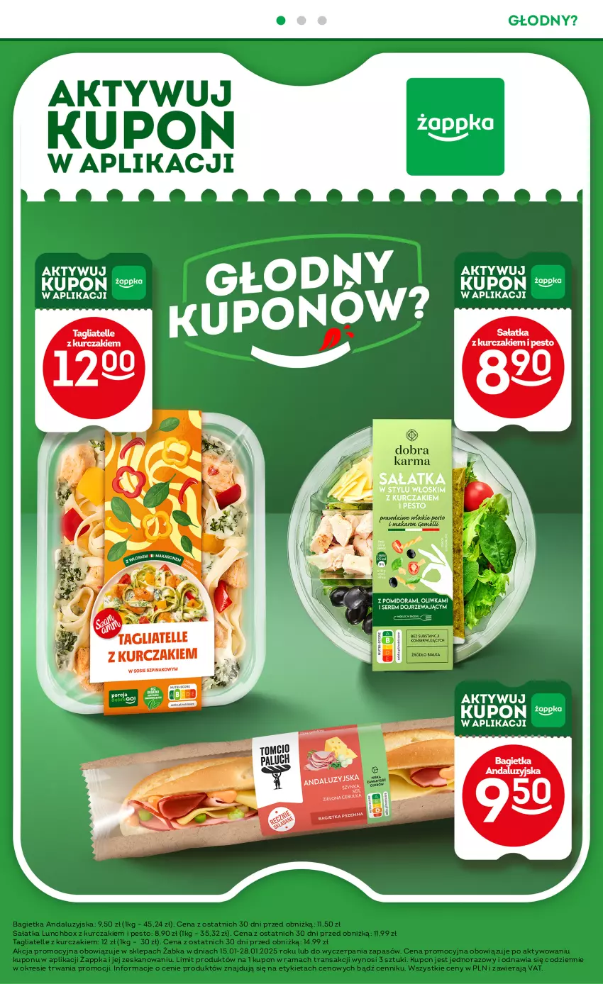 Gazetka promocyjna Żabka - ważna 15.01 do 28.01.2025 - strona 8 - produkty: Bagietka, Kurczak, Pesto, Rama, Sałat, Sałatka, Tagliatelle, Tran