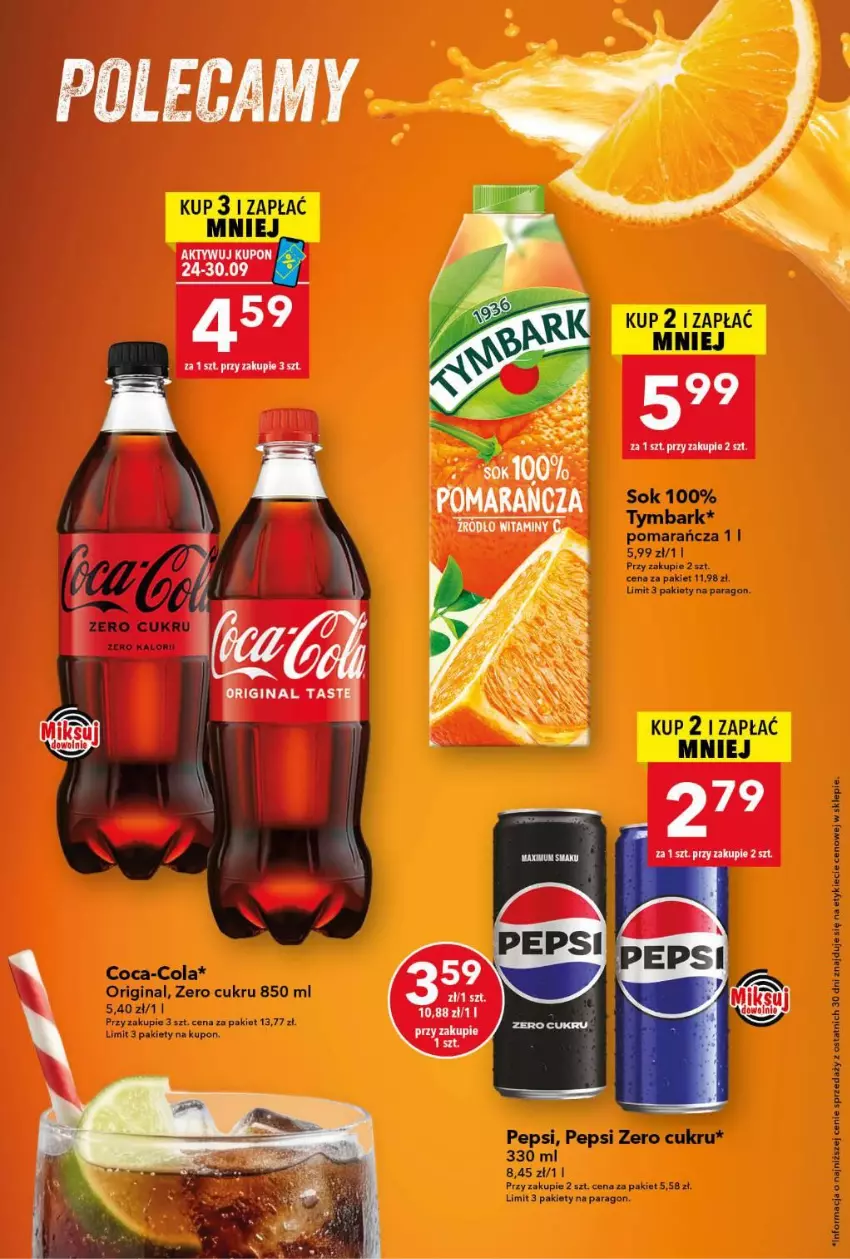 Gazetka promocyjna Lewiatan - Gazetka ogólnopolska - ważna 24.09 do 30.09.2026 - strona 10 - produkty: Coca-Cola, Gin, Pepsi, Sok, Tymbark