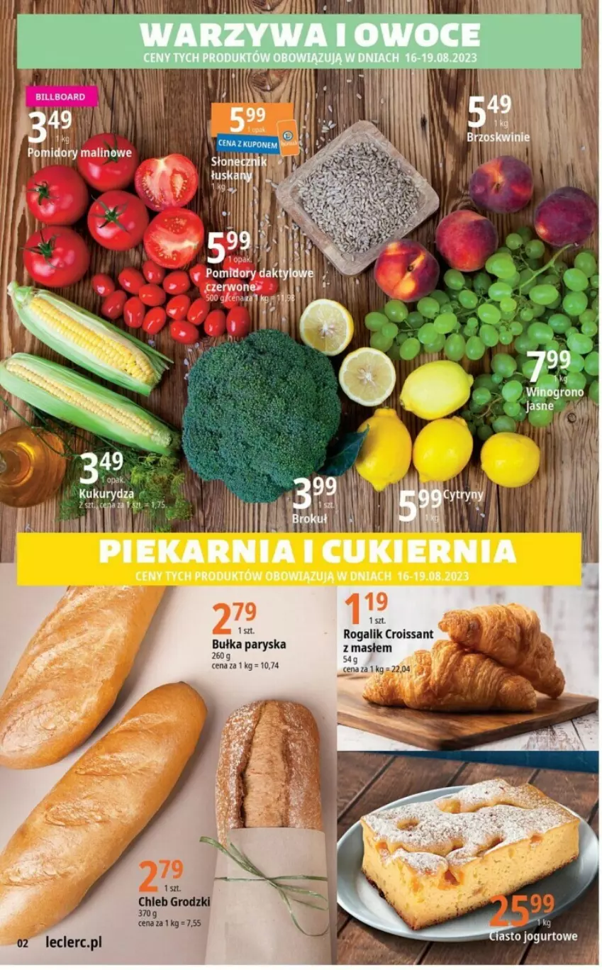 Gazetka promocyjna E Leclerc - ważna 16.08 do 27.08.2023 - strona 5 - produkty: Chleb, Cukier, Jogurt, Piekarnia i cukiernia