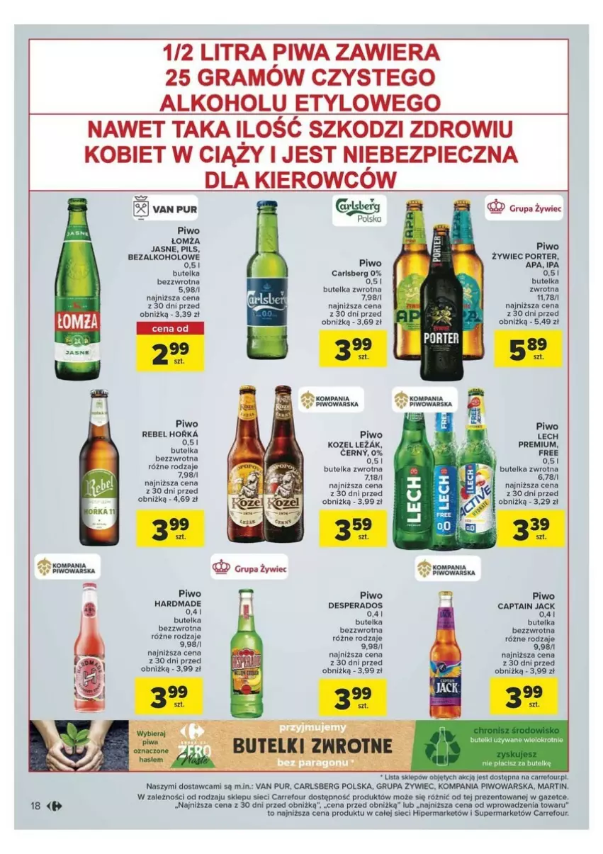 Gazetka promocyjna Carrefour - ważna 09.01 do 20.01.2024 - strona 13 - produkty: Carlsberg, Desperados, Gra, Kozel, Orka, Piec, Piwa, Piwo, Por, Pur