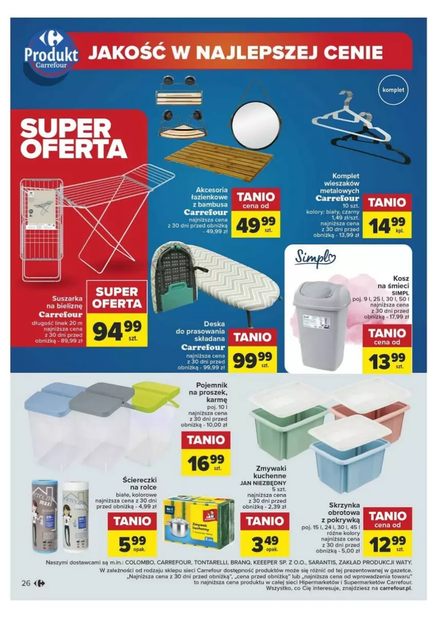 Gazetka promocyjna Carrefour - ważna 09.01 do 20.01.2024 - strona 21 - produkty: HP, Jan Niezbędny, Kosz, Pojemnik, Wieszak, Zmywaki kuchenne