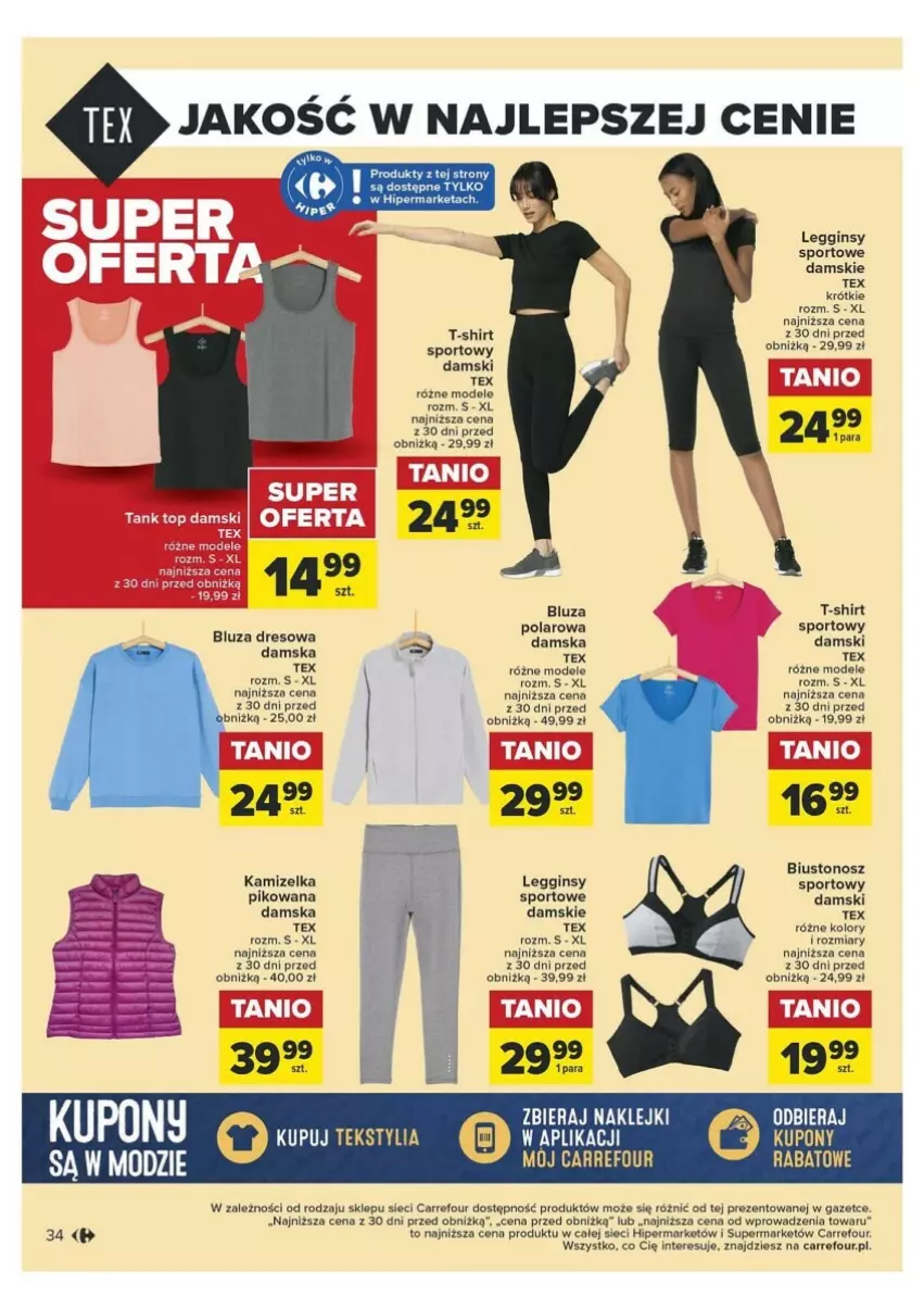 Gazetka promocyjna Carrefour - ważna 09.01 do 20.01.2024 - strona 30 - produkty: Biustonosz, Bluza, Bluza dresowa, Dres, Gin, Kamizelka, Klej, Legginsy, Por, Sport, T-shirt