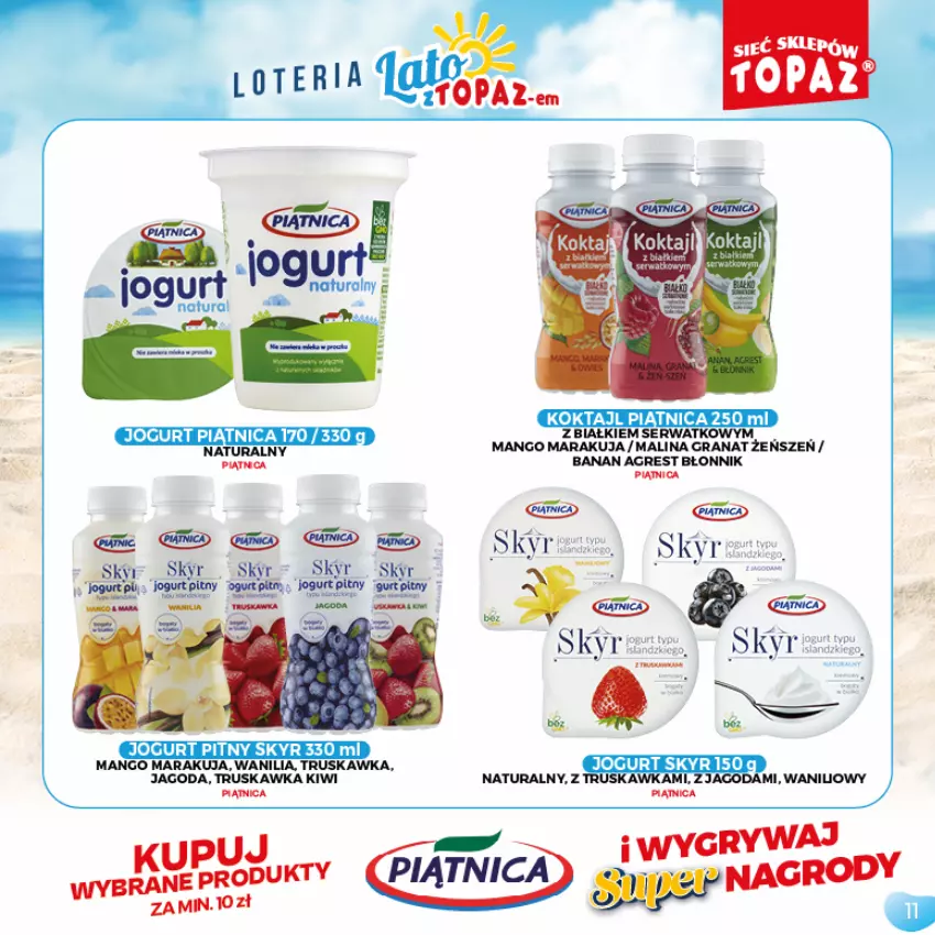 Gazetka promocyjna Topaz - Gazetka - ważna 05.07 do 05.09.2021 - strona 11 - produkty: Gra, Granat, Gres, Gry, Jogurt, Jogurt pitny, Kiwi, Mango, Piątnica, Ser