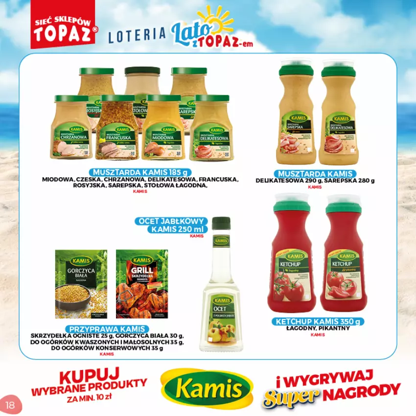 Gazetka promocyjna Topaz - Gazetka - ważna 05.07 do 05.09.2021 - strona 18 - produkty: Chrzan, Kamis, Ketchup, Mus, Musztarda, Ocet, Ser