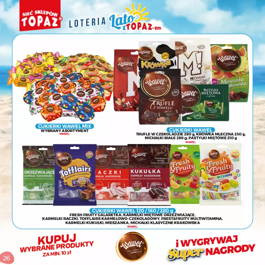 Gazetka promocyjna Topaz - Gazetka - ważna 05.07 do 05.09.2021 - strona 26 - produkty: Cukier, Cukierki, Gala, Galaretka, Michałki, Pastylki, Wawel